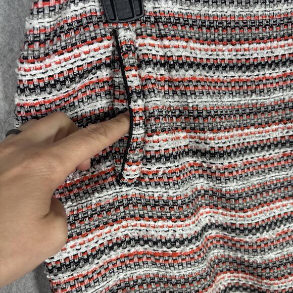 Halogen Tweed Mini‎ Skirt 8 Orange Textured Zipper Pockets Old Money Academia - Picture 5 of 13